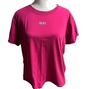 DKNY Sport Fuchsia Pink Logo Tee Athleisure Size M